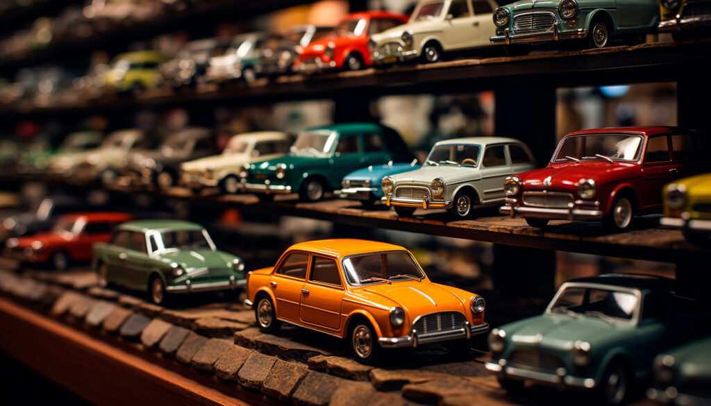 Colección de réplicas en miniatura de coches antiguos de juguete